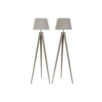 Vloerlamp DKD Home Decor 40 x 40 x 154 cm Beige Metaal Crème Plastic 220 V 25 W 60 W Pijnboom (2 Stuks)