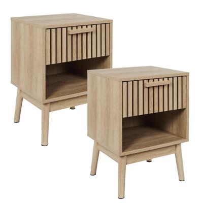 Home Deco Factory Nachtkastje - 2x - bruin - hout - 40 x 55 x 35 cm - natuurlijke look