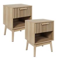Home Deco Factory Nachtkastje - 2x - bruin - hout - 40 x 55 x 35 cm - natuurlijke look