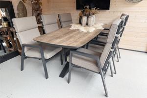 Tuinset Ambiance - tafel en 6 verstelbare stoelen incl. taupe kussens- - Aluminium- Sens-Line