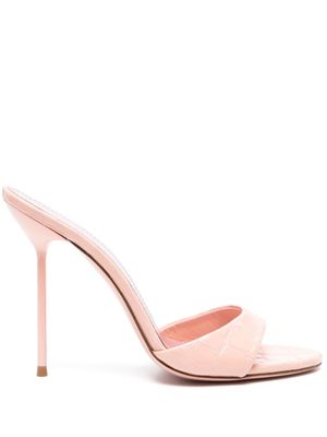 Paris Texas mules Lidia 105 mm à effet peau de crocodile - Rose