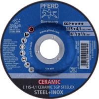 PFERD TOOLS 62100115 E 115-4,1 CERAMIC SGP STEELOX Afbraamschijf gebogen Diameter 115 mm Boordiameter 22.23 mm RVS, Staal 10 stuk(s)
