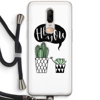Hey you cactus: OnePlus 6 Transparant Hoesje met koord