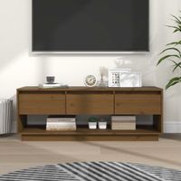 Tv-meubel 110,5x34x40 cm massief grenenhout honingbruin