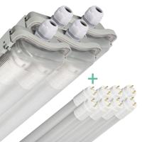 4 PACK - LED's Light LED TL dubbel armatuur 120 cm - 4000K - Compleet met 2 LED TL buizen 120 cm - 4320lm