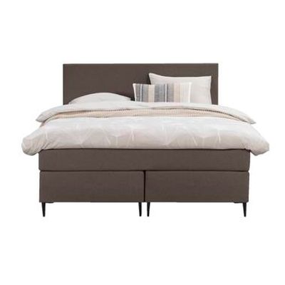 Boxspring Liv egaal - donkerbruin - 140x200 cm - slanke poot - Leen Bakker