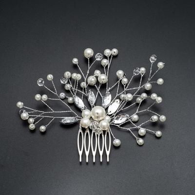 Haar parel vrouwen kammen bruiloft haar accessoires Hair Pin Rhinestone Tiara bruids Clip Crystal Crown bruid haar Jewelry(Silver)