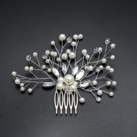 Haar parel vrouwen kammen bruiloft haar accessoires Hair Pin Rhinestone Tiara bruids Clip Crystal Crown bruid haar Jewelry(Silver)