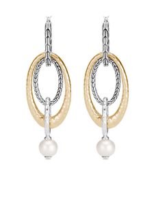 John Hardy boucles d'oreilles pendantes Classic Chain en or 18ct et argent à fini martelé