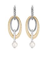 John Hardy boucles d'oreilles pendantes Classic Chain en or 18ct et argent à fini martelé - thumbnail