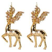 4x Kerstboomhangers gouden rendieren 16 cm kerstversiering