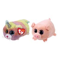 Ty - Knuffel - Teeny Ty's - Heather Cat & Curly Pig
