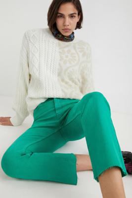 Uitlopende enkellange broek - GREEN - 44 Uitlopende enkellange broek - GREEN - 44