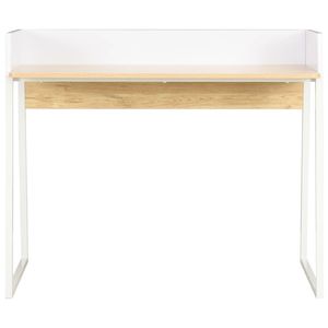 The Living Store Bureau Hoek - 90x60x88 cm - U-vormige poten - Verhoogde achterkant - Wit/Eiken