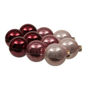 12x stuks glazen kerstballen roze tinten 8 cm glans