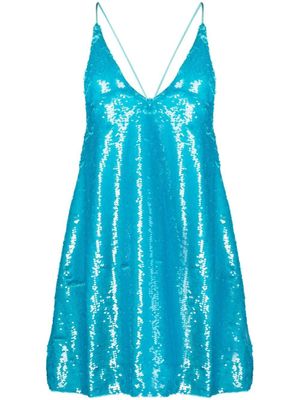 GANNI robe courte à sequins - Bleu