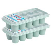 Plasticforte ijsklontjes bakjes - 6.5 cm - 2x stuks - trays met deksel - groen - kunststof