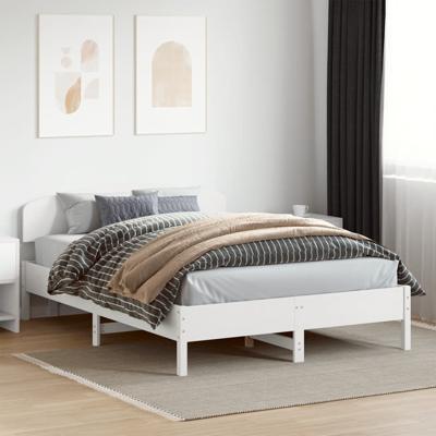 Bedframe zonder matras massief grenenhout wit 150x200 cm