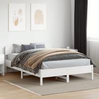 Bedframe zonder matras massief grenenhout wit 150x200 cm