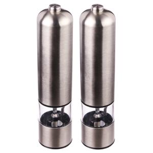 5Five Pepermolen - Set van 2x stuks - elektrisch - RVS - 23 cm - automatische kruidenmaler