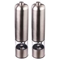 5Five Pepermolen - Set van 2x stuks - elektrisch - RVS - 23 cm - automatische kruidenmaler