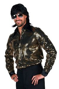 Disco herenblouse Night Fever goud