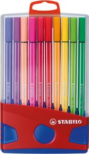 Viltstift STABILO Pen 68 ColorParade rood/blauw etui ÃƒÆ' 20 kleuren