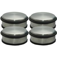 Set van 4x stuks RVS deurstopper rond 11,5 x 6 cm - thumbnail