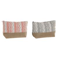 Reistasje Home ESPRIT Grijs Koraal 25 x 7 x 15 cm (2 Stuks)
