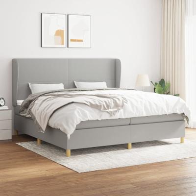 Boxspring met matras stof lichtgrijs 200x200 cm