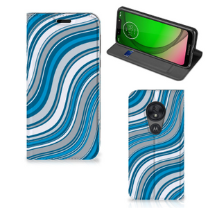 Motorola Moto G7 Play Hoesje met Magneet Waves Blue