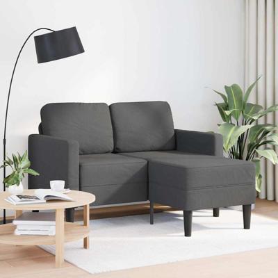 2-zitsbank met ligstoel L-vormig donkergrijs 125 cm linnen