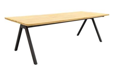 Mason tuintafel 240cm naturel teak met zwart onderstel
