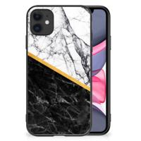 iPhone 11 Marmeren Print Telefoonhoesje Marmer Wit Zwart - Origineel Cadeau Man