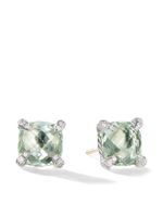 David Yurman boucles d'oreilles Châtelaine 9 mm en argent serties de quartz et de diamants - Vert