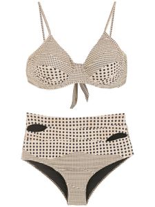 Amir Slama bikini taille-haute à pois - Tons neutres