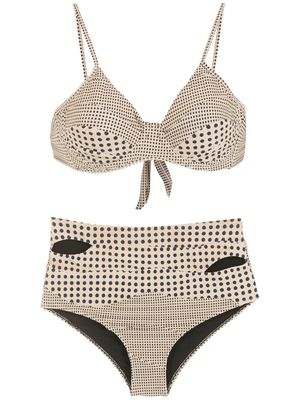 Amir Slama bikini taille-haute à pois - Tons neutres