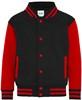 Just JH043K Kids´ Varsity Jacket - Jet Black/Fire Red - 3/4 (XS)