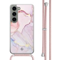 Samsung Galaxy S23 hoesje met rosegoud koord - Purple sky