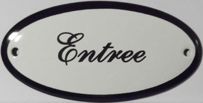 Emaille deurbord ovaal Entree