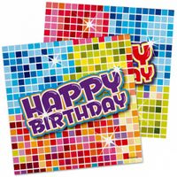 16x Papieren servetjes happy birthday thema feestartikelen 25 x 25 cm - thumbnail