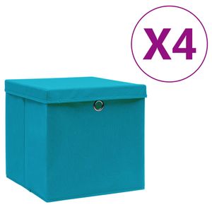 VidaXL Opbergboxen met deksel 4 st 28x28x28 cm babyblauw