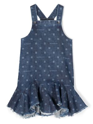 Givenchy Kids robe en jean à logo imprimé - Bleu