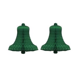 2x Kerstklokken van papier groen