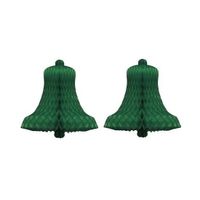 2x Kerstklokken van papier groen