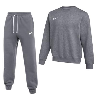 Nike Park 26 Fleece Crew Joggingpak Donkergrijs Wit
