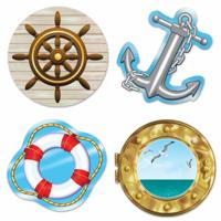 Maritiem thema wanddecoratie - 4x stuks - 33 cm - Boten/scheepvaart versiering Maritiem thema wanddecoratie - 4x stuks - 33 cm - Boten/scheepvaart versiering