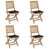 Tuinstoelen 4 st inklapbaar met kussens massief acaciahout