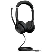 Jabra Evolve2 50 MS Stereo On Ear headset Computer Bluetooth, Kabel Stereo Zwart Ruisonderdrukking (microfoon), Noise Cancelling Headset, Microfoon