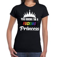 Zwart You know i am a fucking princess t-shirt dames 2XL  -